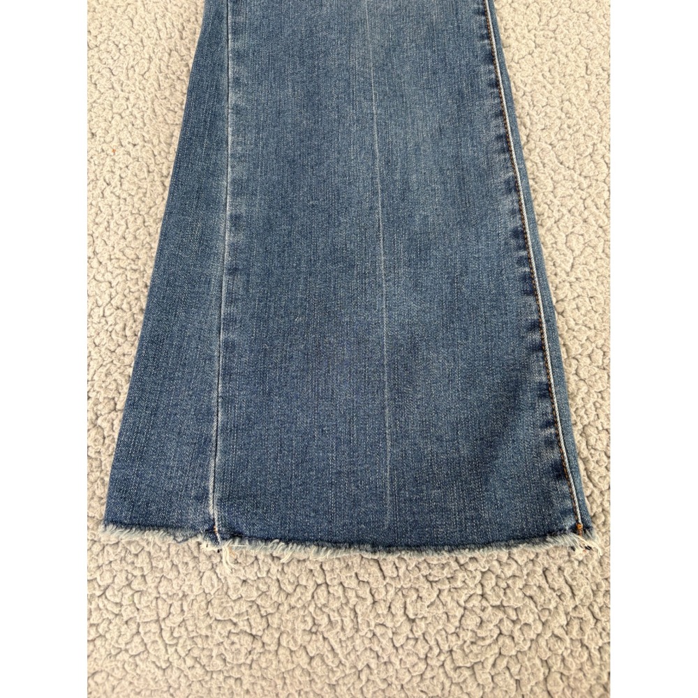 Seven7 Jeans Womens 12 High Rise Button Fly Flare Raw Hem Medium Wash - Picture 7 of 11